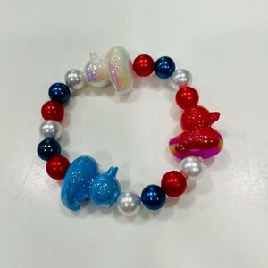 Red, White and Blue Beaded Bracelet with Ducks